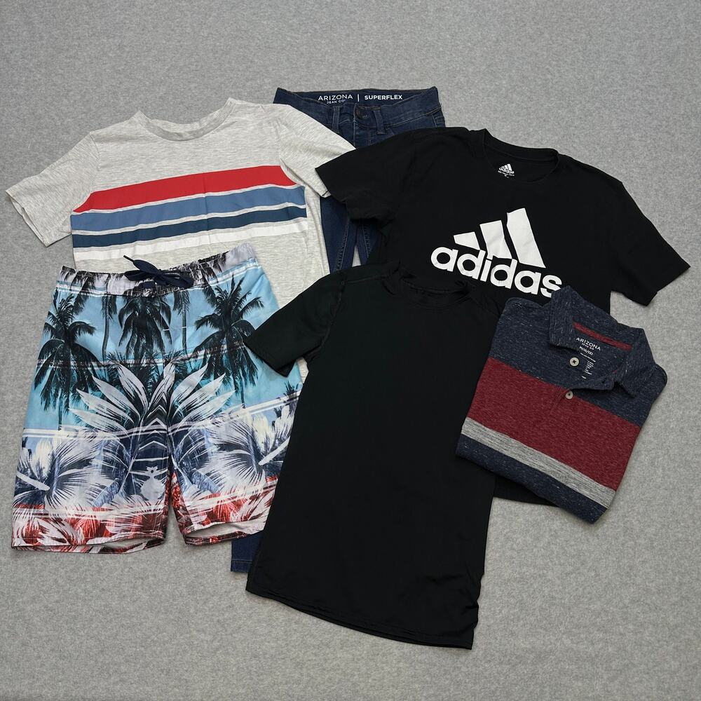 Boys Clothing Lot Adidas Jeans Polo Athleticwear Top Swim L(10/12) Outfit Bundle